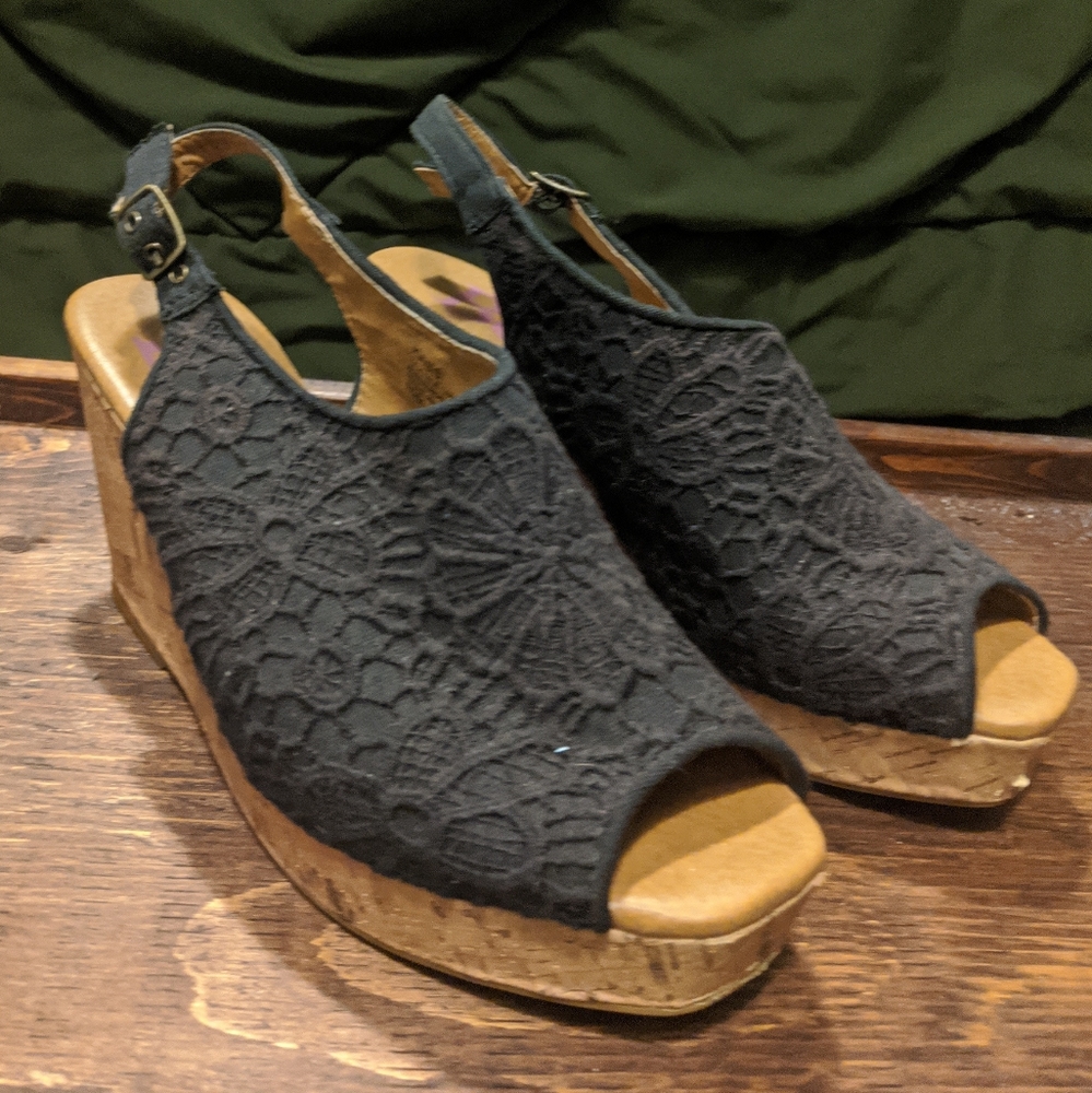 🖤BONGO open toe wedge